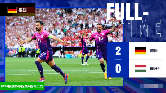 欧洲杯-德国2-0匈牙利提前出线，京多安传射建功，穆夏拉破门
