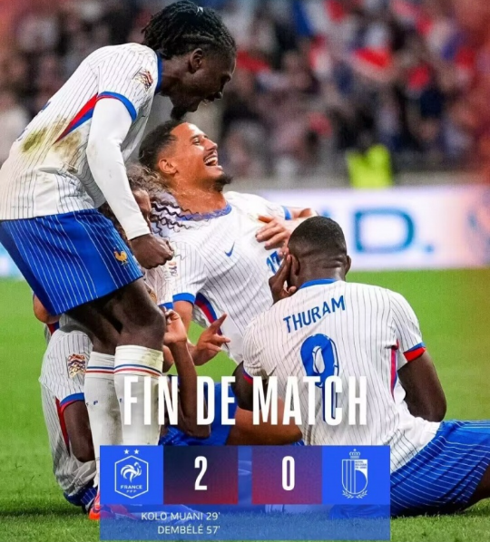 欧国联-法国2-0比利时 穆阿尼破门登贝莱建功 欧国联-法国2-0比利时 穆阿尼破门登贝莱建功