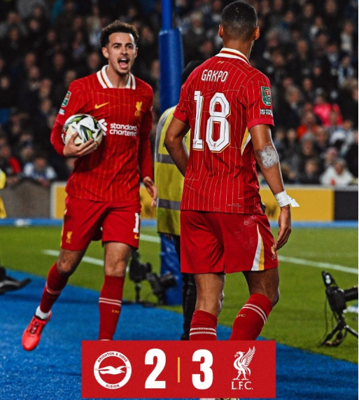 联赛杯-利物浦3-2布莱顿晋级八强 加克波双响宽萨失误送礼 联赛杯-利物浦3-2布莱顿晋级八强 加克波双响宽萨失误送礼